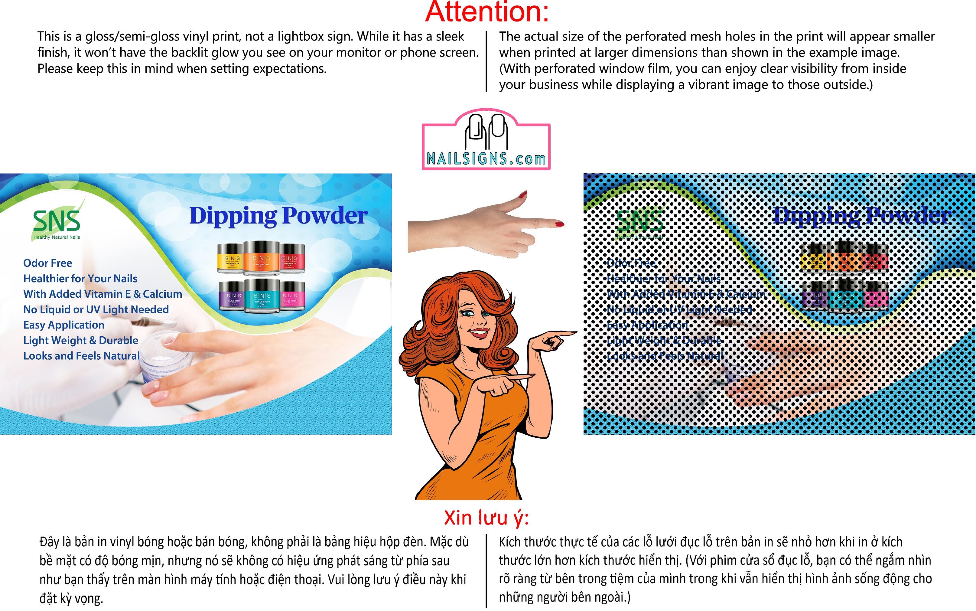 Salon 19 Perforated Mesh One Way Vision See-Through Window Vinyl Dipping Powder Horizontal