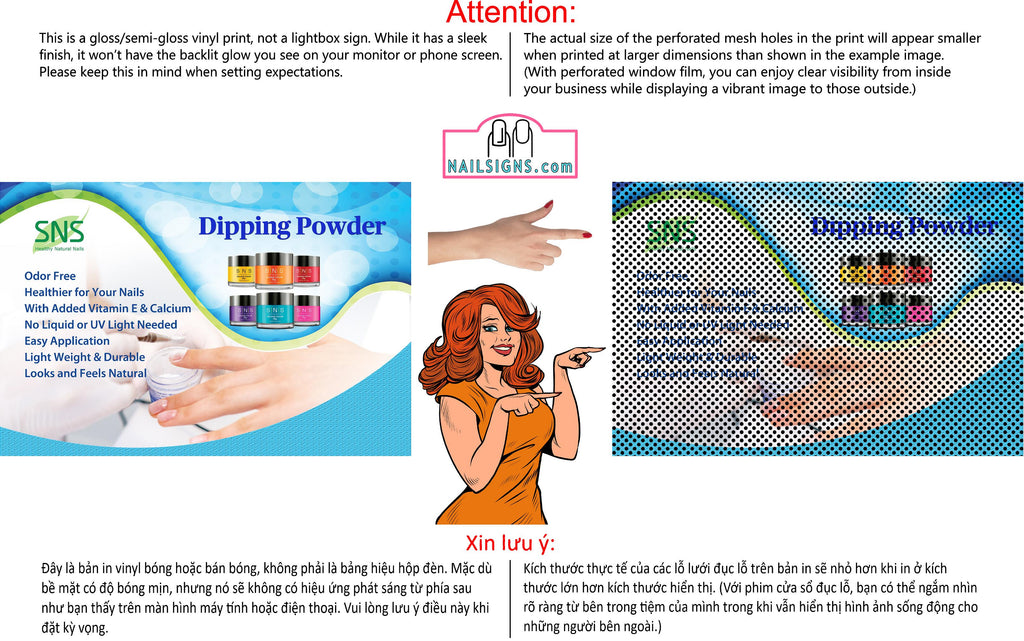 Salon 19 Perforated Mesh One Way Vision See-Through Window Vinyl Dipping Powder Horizontal