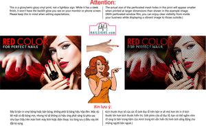 Salon 20 Perforated Mesh One Way Vision See-Through Window Vinyl Red Manicure Nail Horizontal