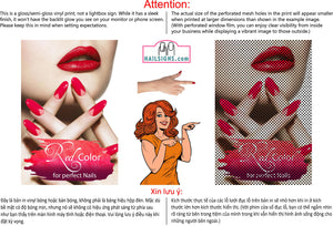 Salon 21 Perforated Mesh One Way Vision See-Through Window Vinyl Red Manicure Nails Vertical