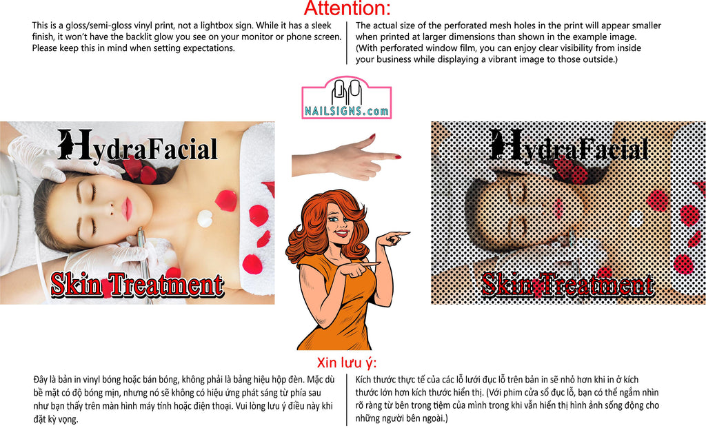 Salon 29 Perforated Mesh One Way Vision See-Through Window Vinyl HydraFacial Horizontal