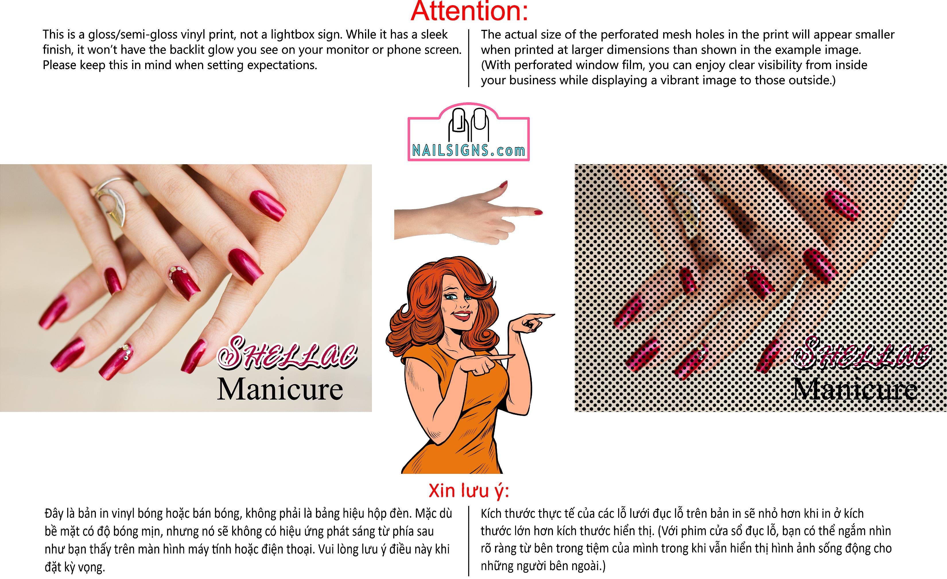 Salon 30 Perforated Mesh One Way Vision See-Through Window Vinyl Shellac Nails Manicure Horizontal