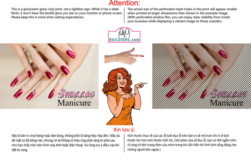 Salon 30 Perforated Mesh One Way Vision See-Through Window Vinyl Shellac Nails Manicure Horizontal