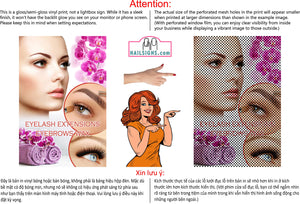 Salon 37 Perforated Mesh One Way Vision See-Through Window Vinyl Eyebrows Eyelashes Vertical