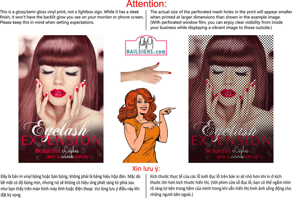 Salon 38 Perforated Mesh One Way Vision See-Through Window Vinyl Eyelash Extension Vertical