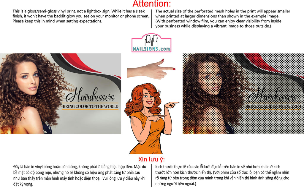 Salon 50 Perforated Mesh One Way Vision See-Through Window Vinyl Services Horizontal