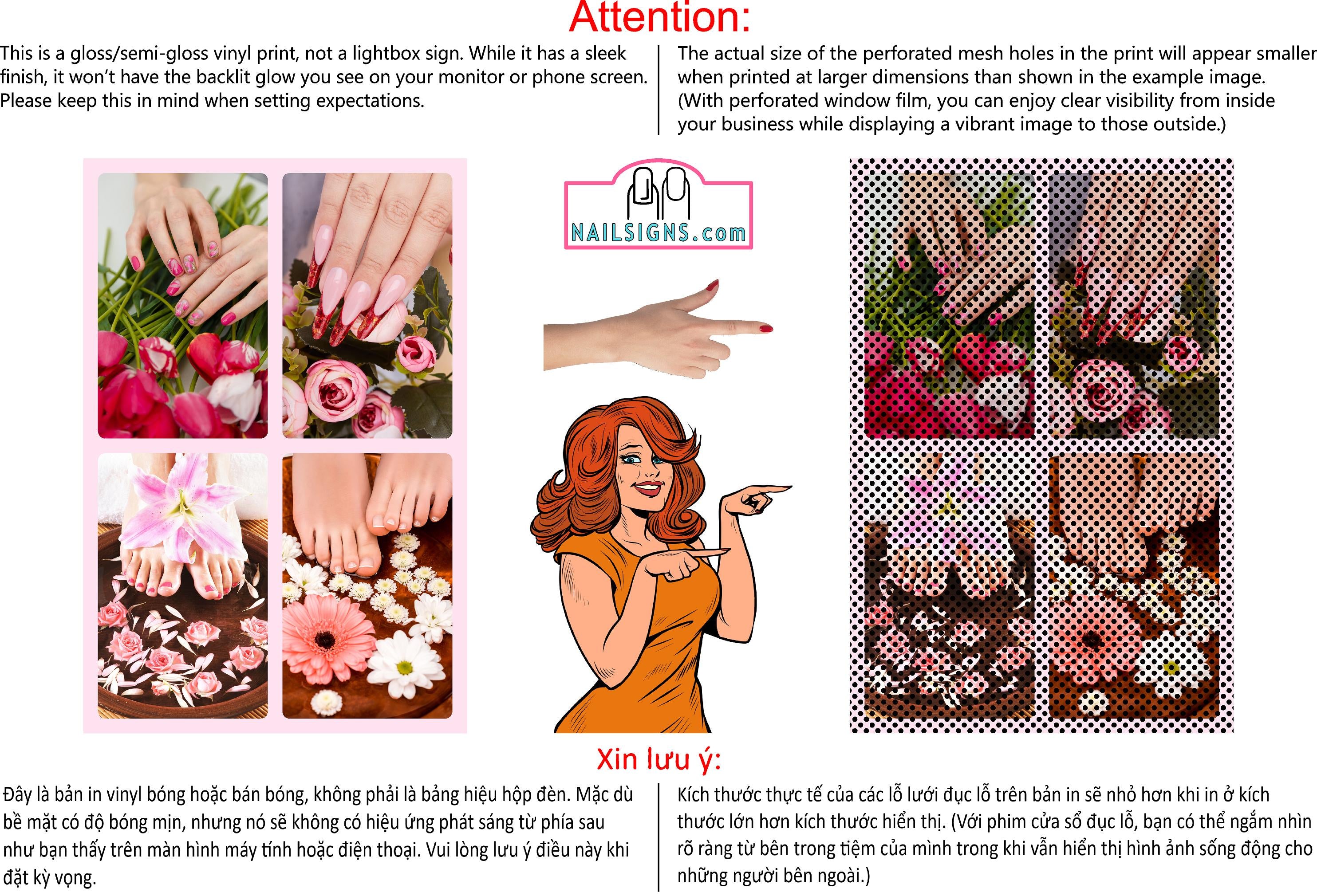 Salon 66 Perforated Mesh One Way Vision See-Through Window Vinyl Nails Vertical
