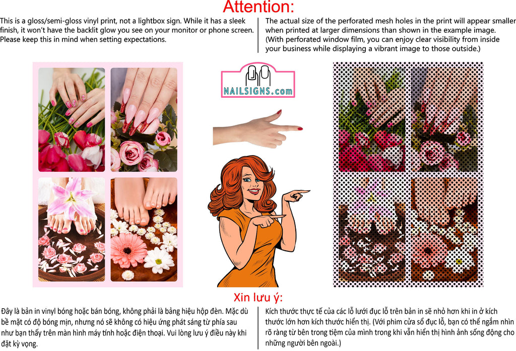 Salon 66 Perforated Mesh One Way Vision See-Through Window Vinyl Nails Vertical