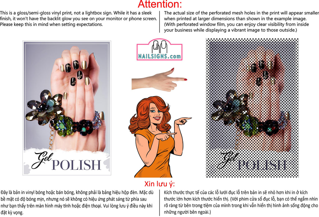 Salon 67 Perforated Mesh One Way Vision See-Through Window Vinyl Nails Vertical