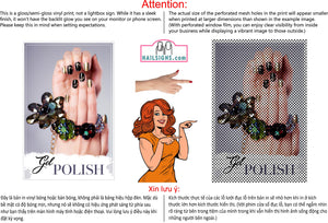 Salon 67 Perforated Mesh One Way Vision See-Through Window Vinyl Nails Vertical
