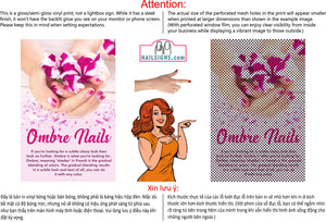 Salon 06 Perforated Mesh One Way Vision See-Through Window Vinyl Ombre Nail Sign Vertical