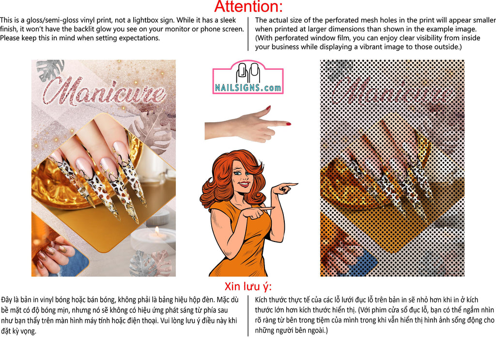 Salon 74 Perforated Mesh One Way Vision See-Through Window Vinyl Nails Vertical