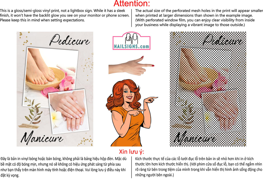 Salon 76 Perforated Mesh One Way Vision See-Through Window Vinyl Nails Vertical