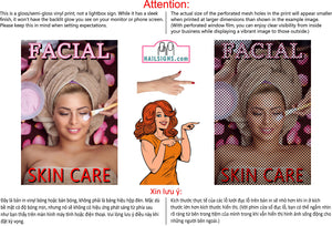 Skin Care 07 Perforated Mesh One Way Vision See-Through Window Vinyl Nail Salon Sign Vertical