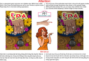 Spa 15 Perforated Mesh One Way Vision Window Vinyl Nail Salon See-Through Sign Vertical