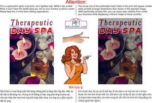 Spa 20 Perforated Mesh One Way Vision See-Through Window Vinyl Salon Sign Vertical