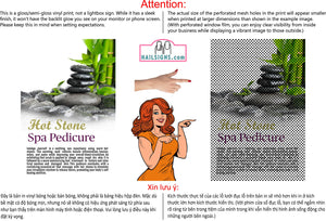 Spa 23 Perforated Mesh One Way Vision See-Through Window Vinyl Salon Sign Vertical