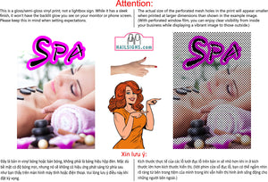 Spa 08 Perforated Mesh One Way Vision Window Vinyl Salon Sign Vertical