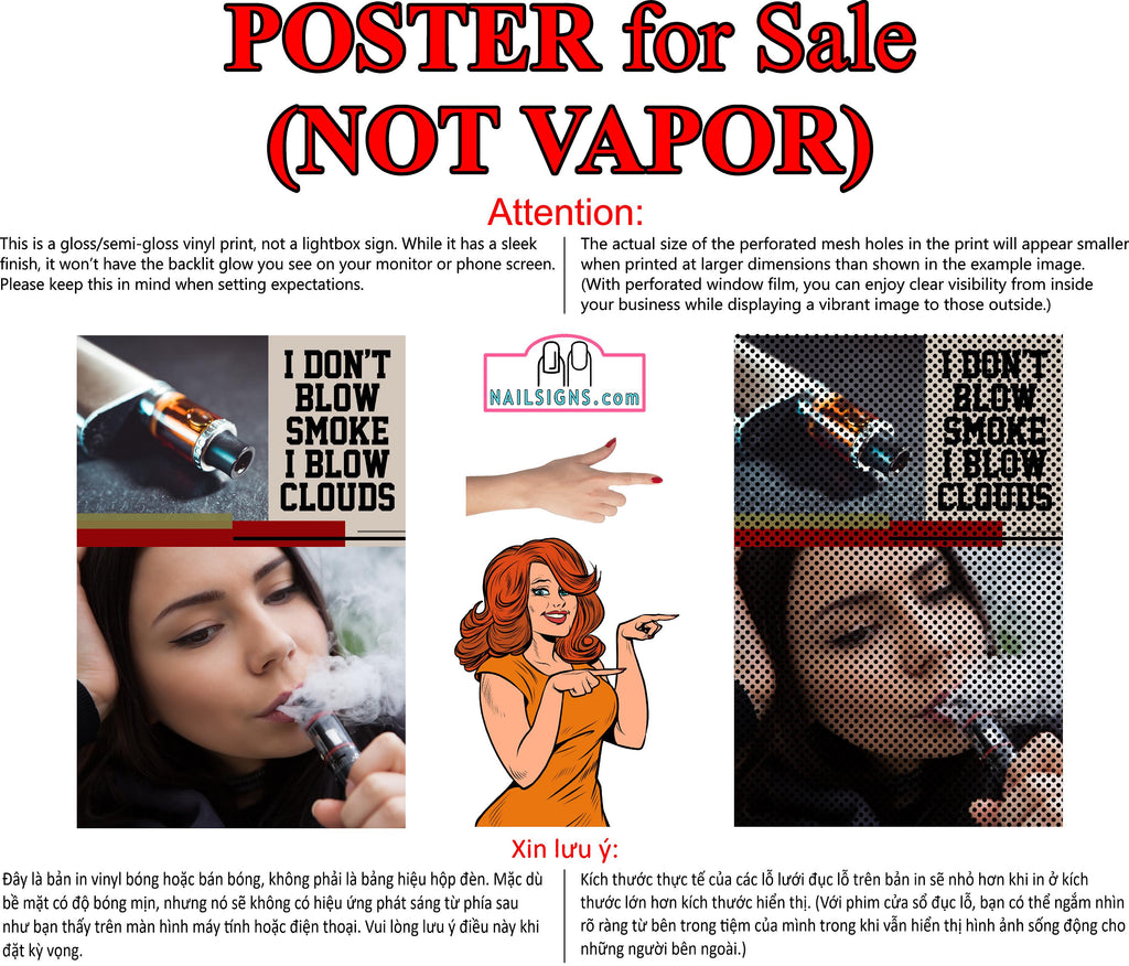Vape 02 Perforated Mesh One Way Vision Window Vinyl See Through store Sign Juice Vaper e-liquids Pen Shop Vertical