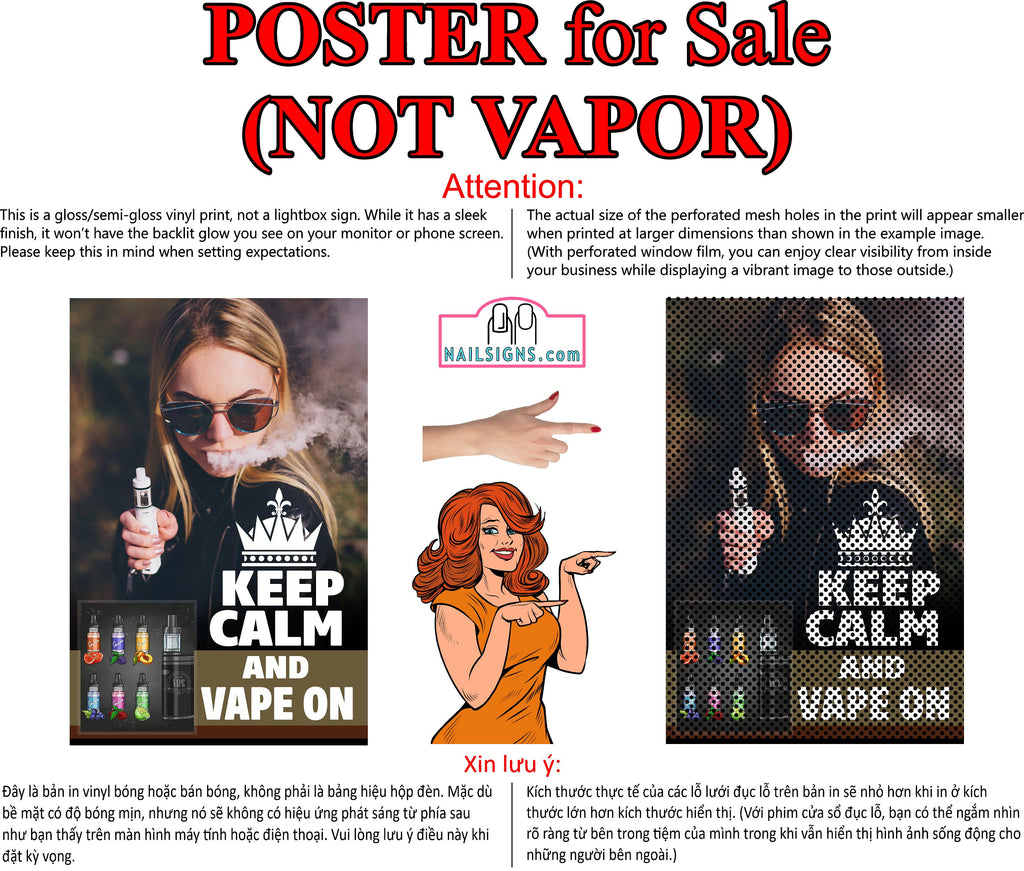 Vape 05 Perforated Mesh One Way Vision Window Vinyl See Through store Sign Juice Vaper e-liquids Pen Shop Vertical