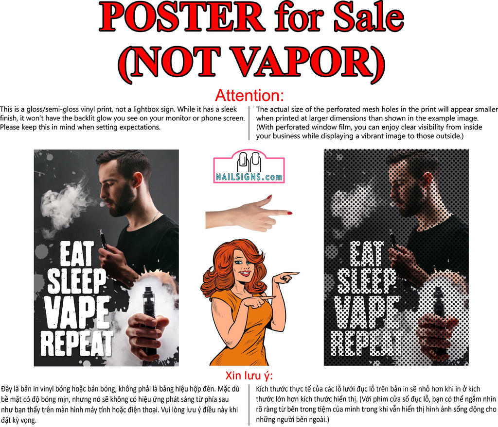 Vape 08 Perforated Mesh One Way Vision Window Vinyl See Through store Sign Juice Vaper e-liquids Pen Shop Vertical