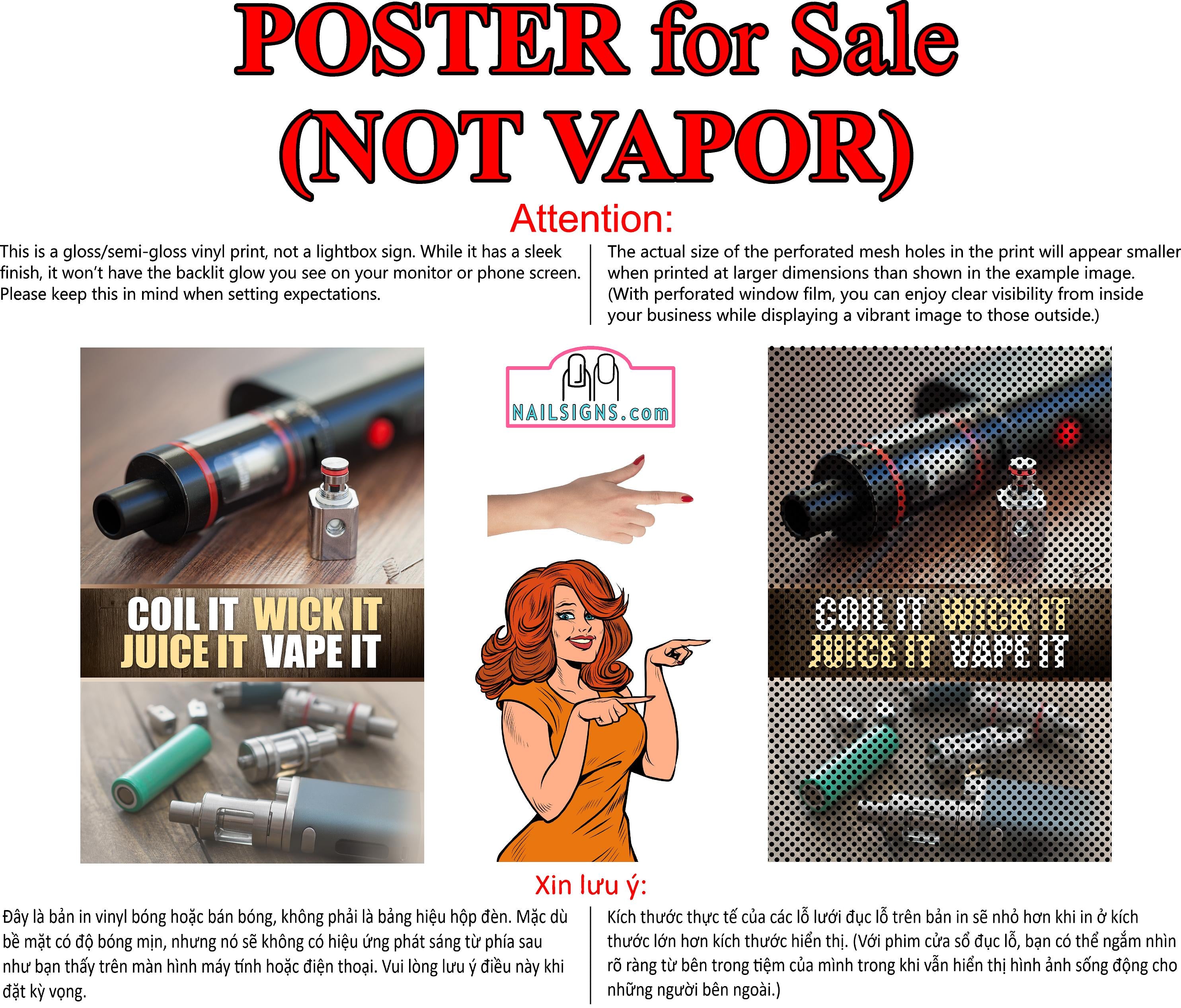 Vape 01 Perforated Mesh One Way Vision Window Vinyl See Through Sign Juice Vaper e-liquids Pen Shop Vertical