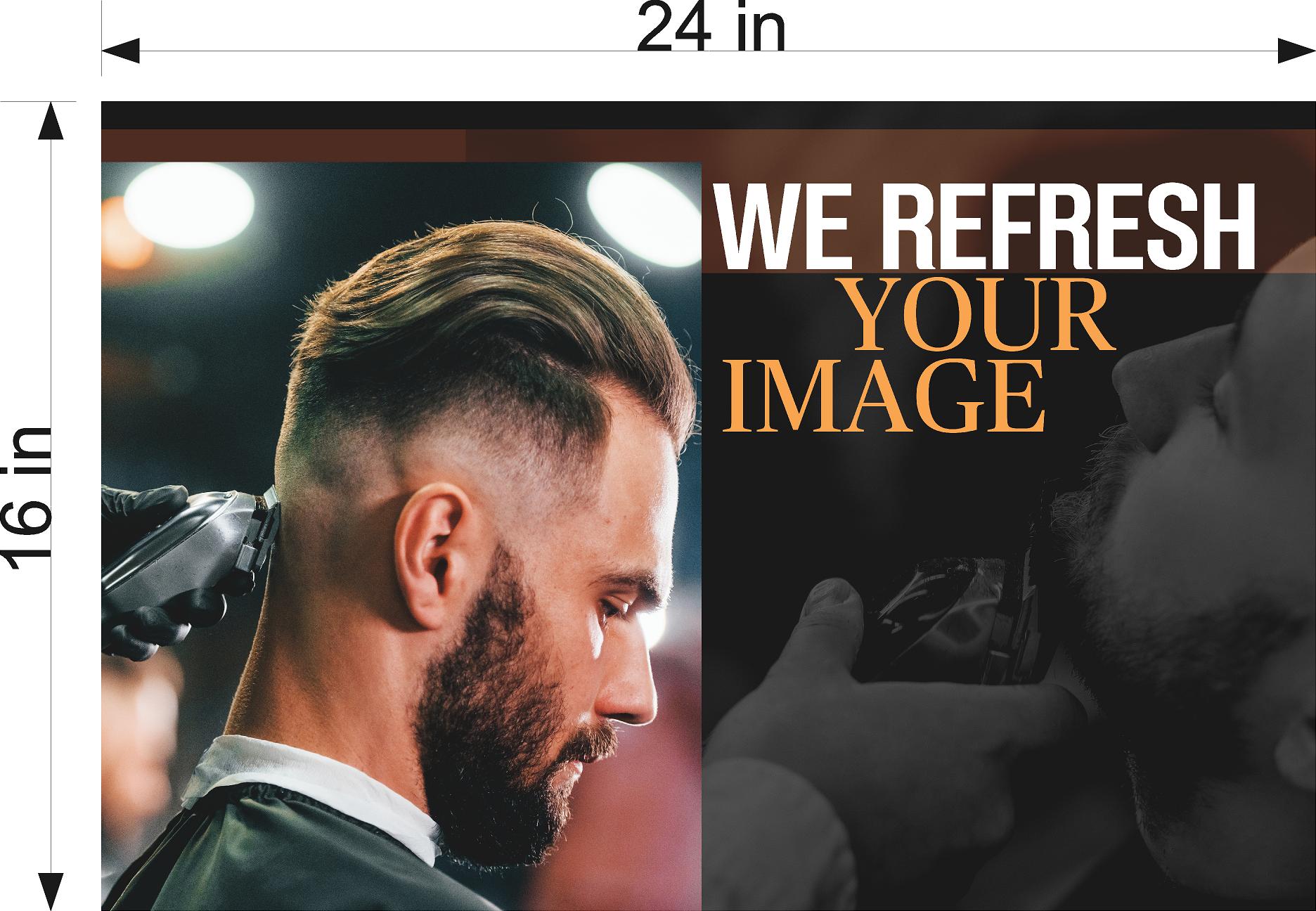 Barber 09 Photo-Realistic Paper Poster Interior Inside Sign Wall Window Non-Laminated Man Men Beard Haircut Horizontal