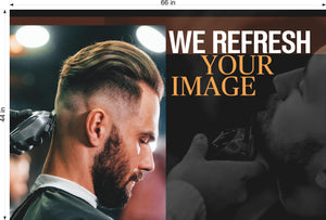 Barber 09 Photo-Realistic Paper Poster Interior Inside Sign Wall Window Non-Laminated Man Men Beard Haircut Horizontal