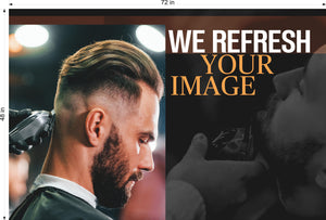 Barber 09 Photo-Realistic Paper Poster Interior Inside Sign Wall Window Non-Laminated Man Men Beard Haircut Horizontal