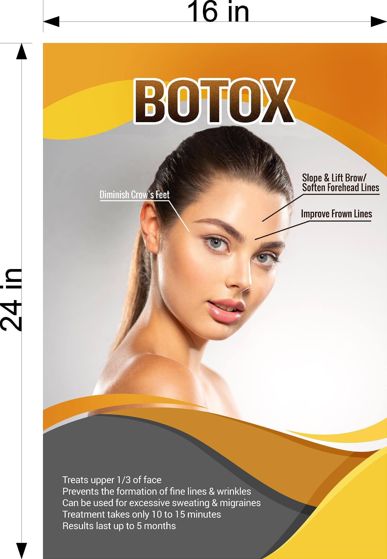 Botox 18 Window Decal Interior/Exterior Vinyl Adhesive Front BLOCKS Outside Inside View Translucent Privacy Vertical