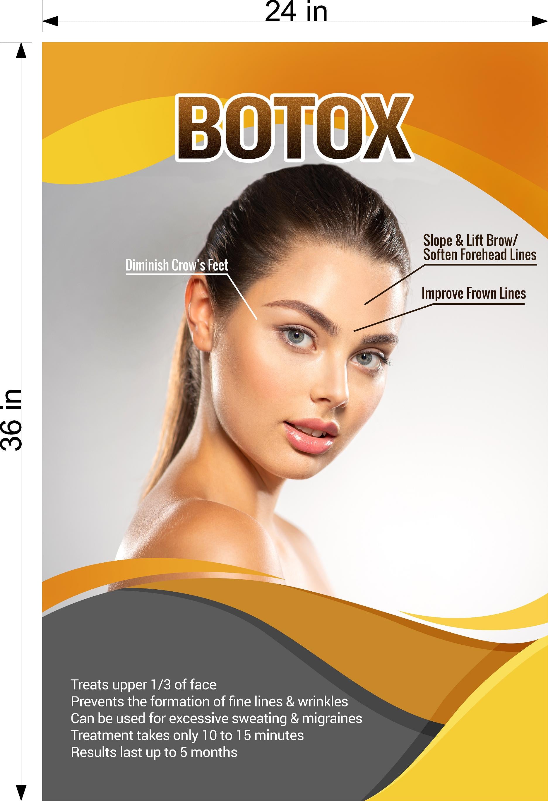Botox 18 Perforated Mesh One Way Vision See-Through Window Vinyl Poster Sign Vertical