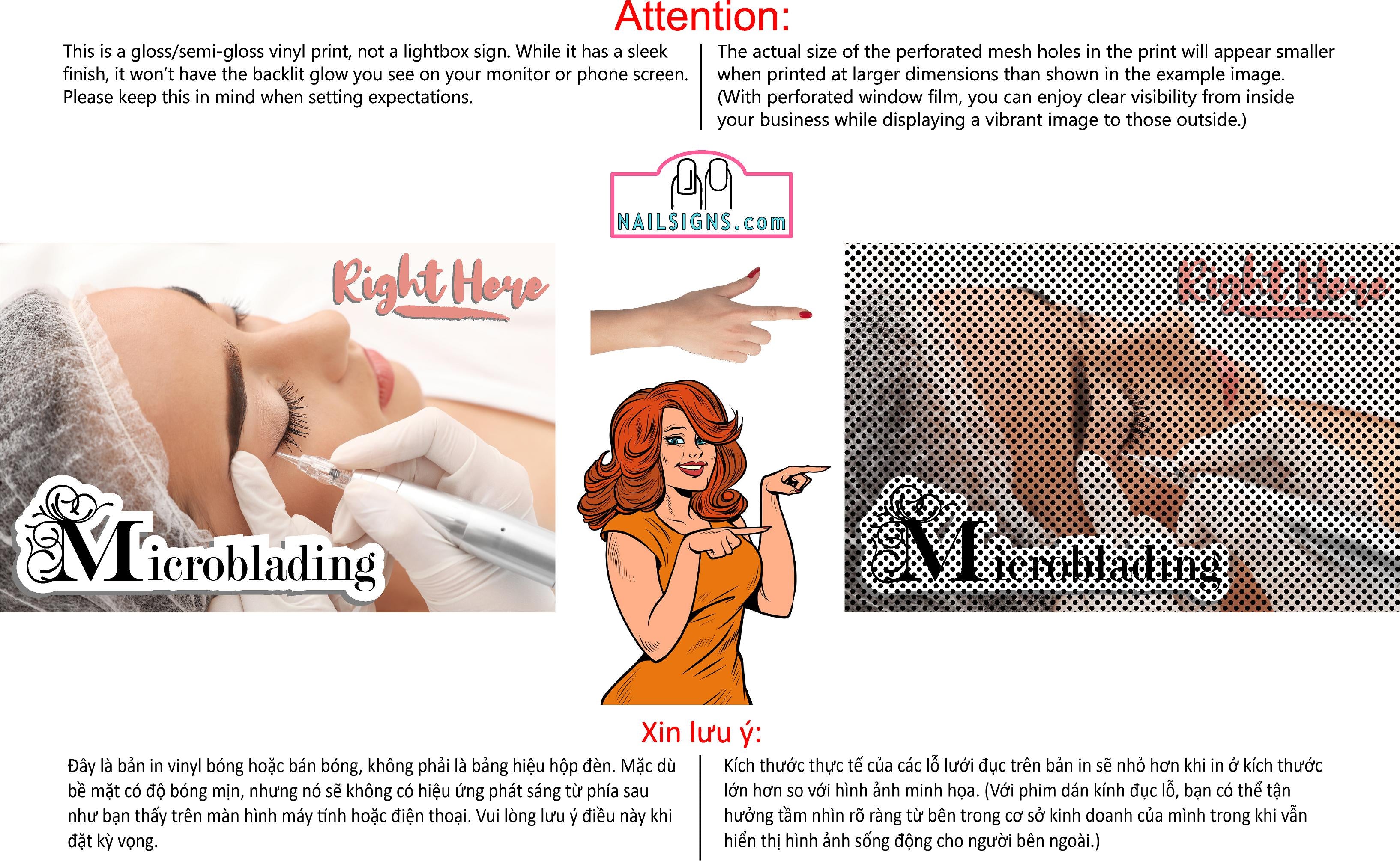 Microblading 19 Perforated Mesh One Way Vision See-Through Window Vinyl Salon Services Permanent Makeup Tattoo Horizontal