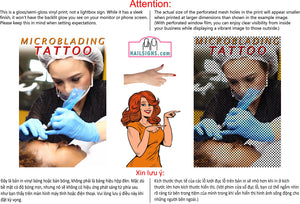 Microblading 02 Perforated Mesh One Way Vision See-Through Window Vinyl Salon Sign Tattoo Vertical