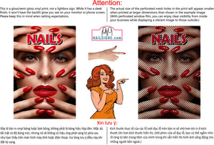 Nails 10 Perforated Mesh One Way Vision See-Through Window Vinyl Salon Sign Vertical