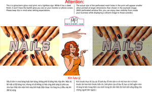 Nails 12 Perforated Mesh One Way Vision See-Through Window Vinyl Salon Sign Horizontal