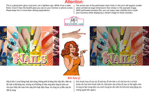 Nails 13 Perforated Mesh One Way Vision Vinyl Nail Salon See-Through Window Sign Horizontal