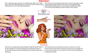 Nails 18 Perforated Mesh One Way Vision See-Through Window Vinyl Salon Sign Horizontal