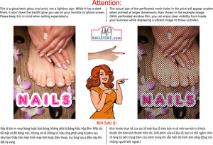 Nails 20 Perforated Mesh One Way Vision See-Through Window Vinyl Salon Sign Vertical