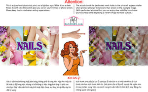 Nails 08 Perforated Mesh One Way Vision Window Vinyl Nail Salon See-Through Sign Horizontal