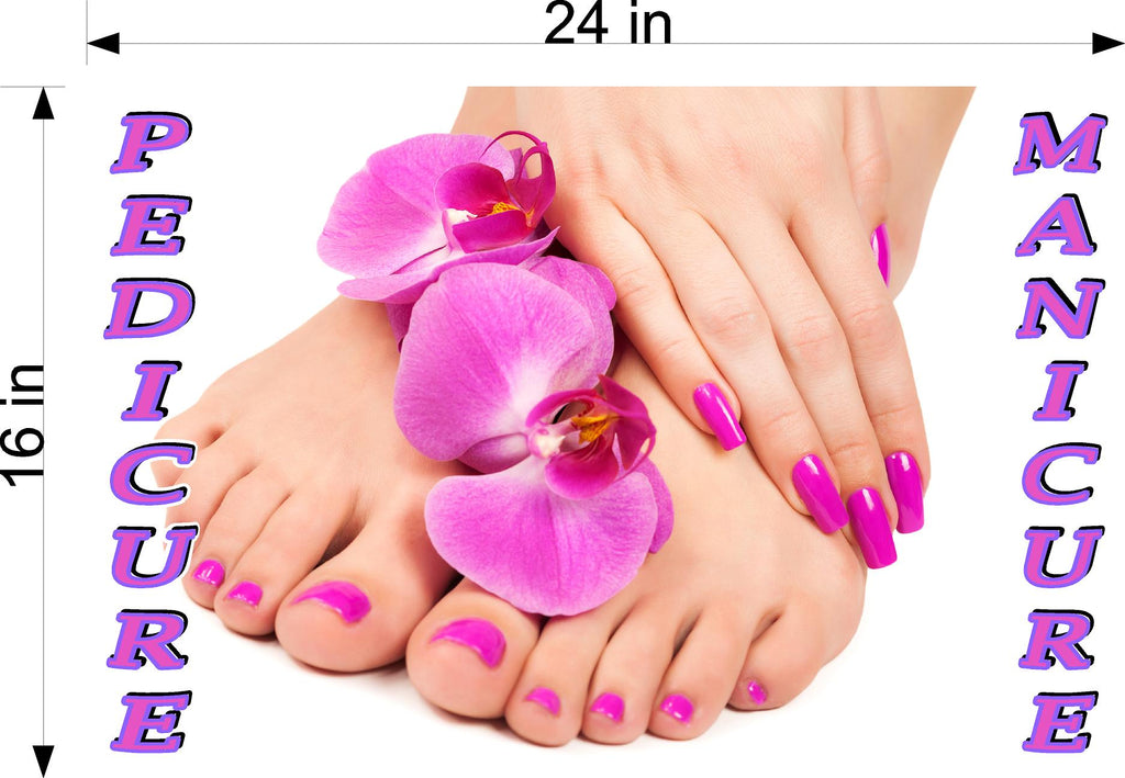 Pedicure & Manicure 19 Window Decal Interior/Exterior Vinyl Adhesive Front BLOCKS Outside Inside View Semitransparent Privacy Horizontal
