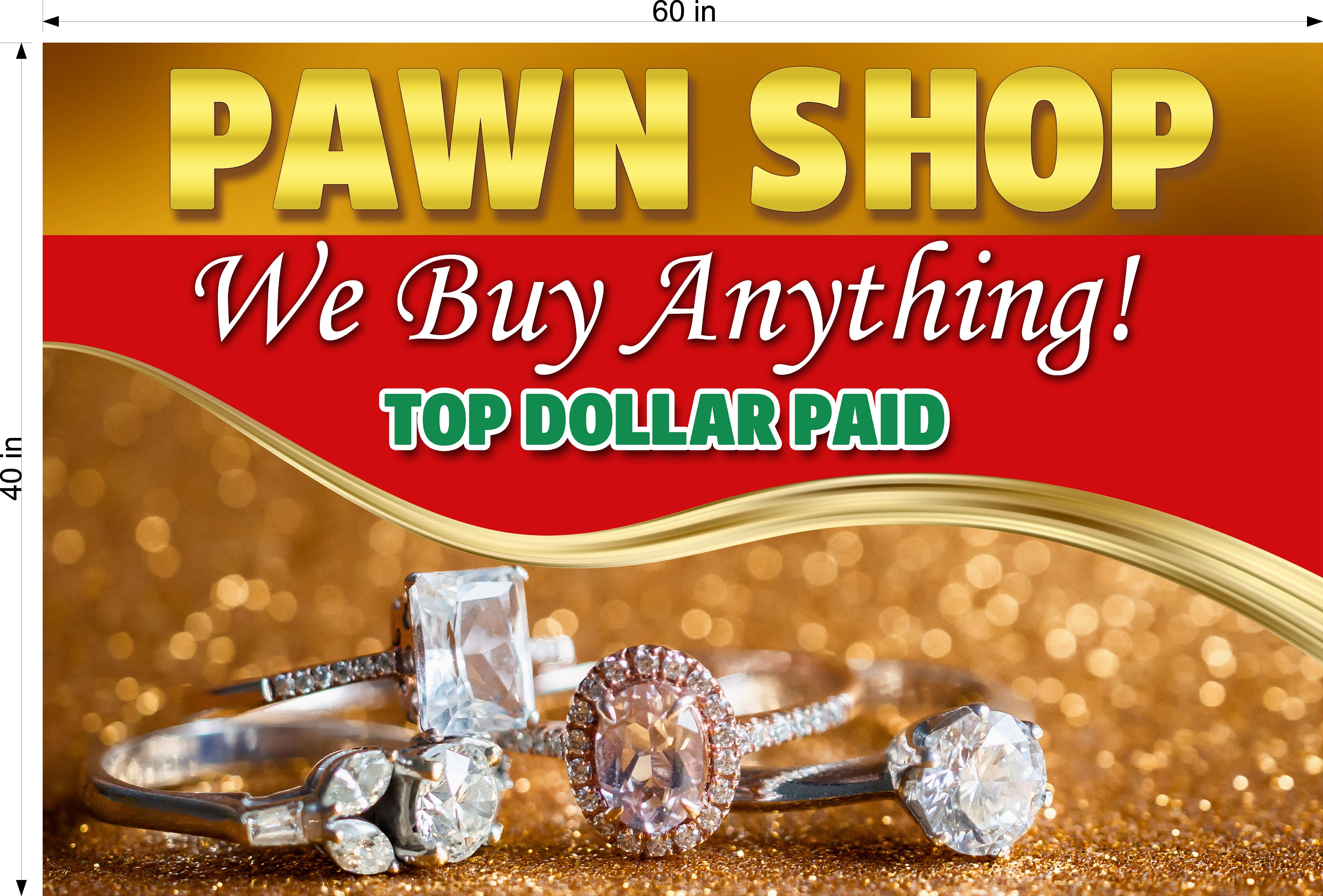 Pawn Shop 09 Perforated Mesh One Way Vision See Through Window Vinyl Buy Gold Silver Jewelry Sign Salon Horizontal
