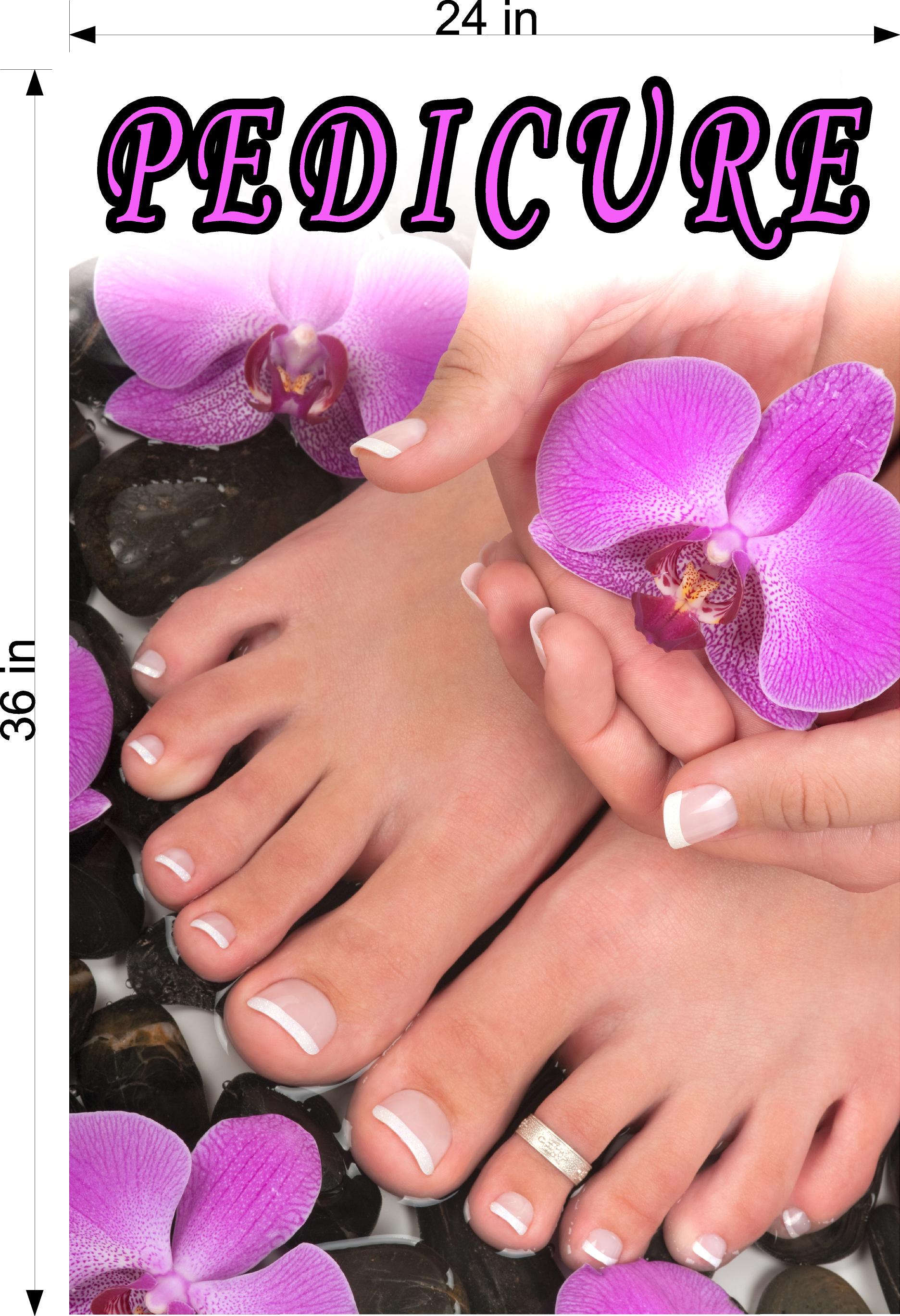 Pedicure 08 Window Decal Interior/Exterior Vinyl Adhesive Front BLOCKS Outside Inside View Translucent Privacy Vertical