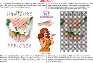 Pedicure & Manicure 11 Perforated Mesh One Way Vision See-Through Window Vinyl Nail Salon Sign Vertical