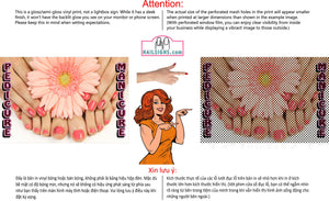 Pedicure & Manicure 04 Perforated Mesh One Way Vision Window Vinyl Nail Salon See-Through Sign Horizontal