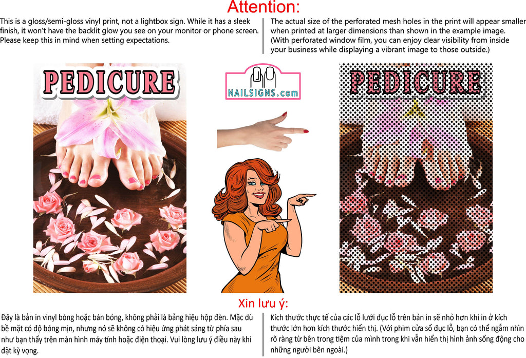 Pedicure 11 Perforated Mesh One Way Vision See-Through Windows Vinyl Poster Vertical
