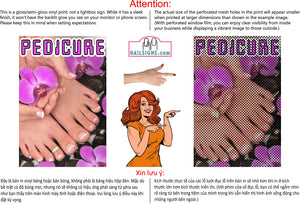 Pedicure 13 Perforated Mesh One Way Vision See-Through Window Vinyl Nail Salon Sign Vertical