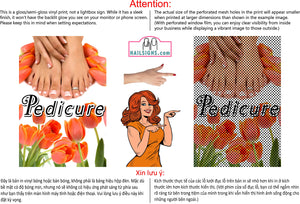 Pedicure 23 Perforated Mesh One Way Vision See-Through Window Vinyl Nail Salon Sign Vertical