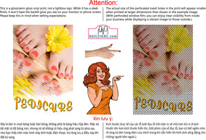 Pedicure 26 Perforated Mesh One Way Vision See-Through Window Vinyl Nail Salon Sign Vertical