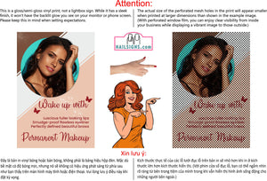 Permanent 11 Perforated Mesh One Way Vision See-Through Window Vinyl Makeup Eyebrows Lips Salon Sign Microblading Vertical
