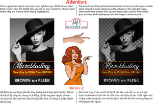 Permanent 12 Perforated Mesh One Way Vision See-Through Window Vinyl Makeup Eyebrows Lips Salon Sign Microblading Vertical